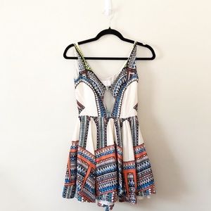 Alexis Cutout Silk Print Mini Dress